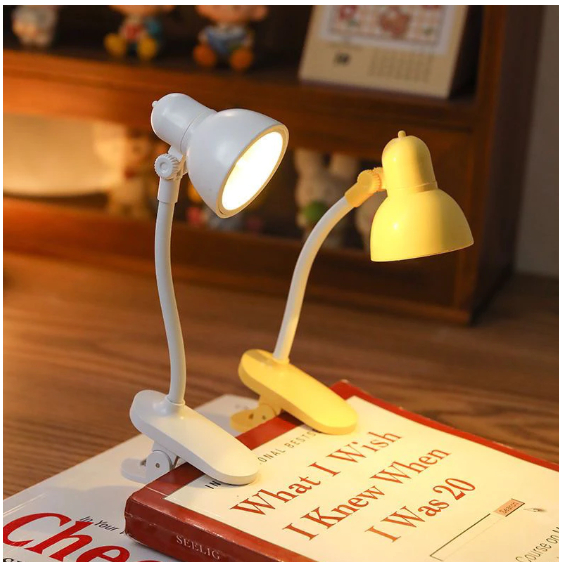 Mini Lâmpada De Mesa LED  Bateria Livro De Leitura com Clipe De suporte Luz Ajustável Portátil