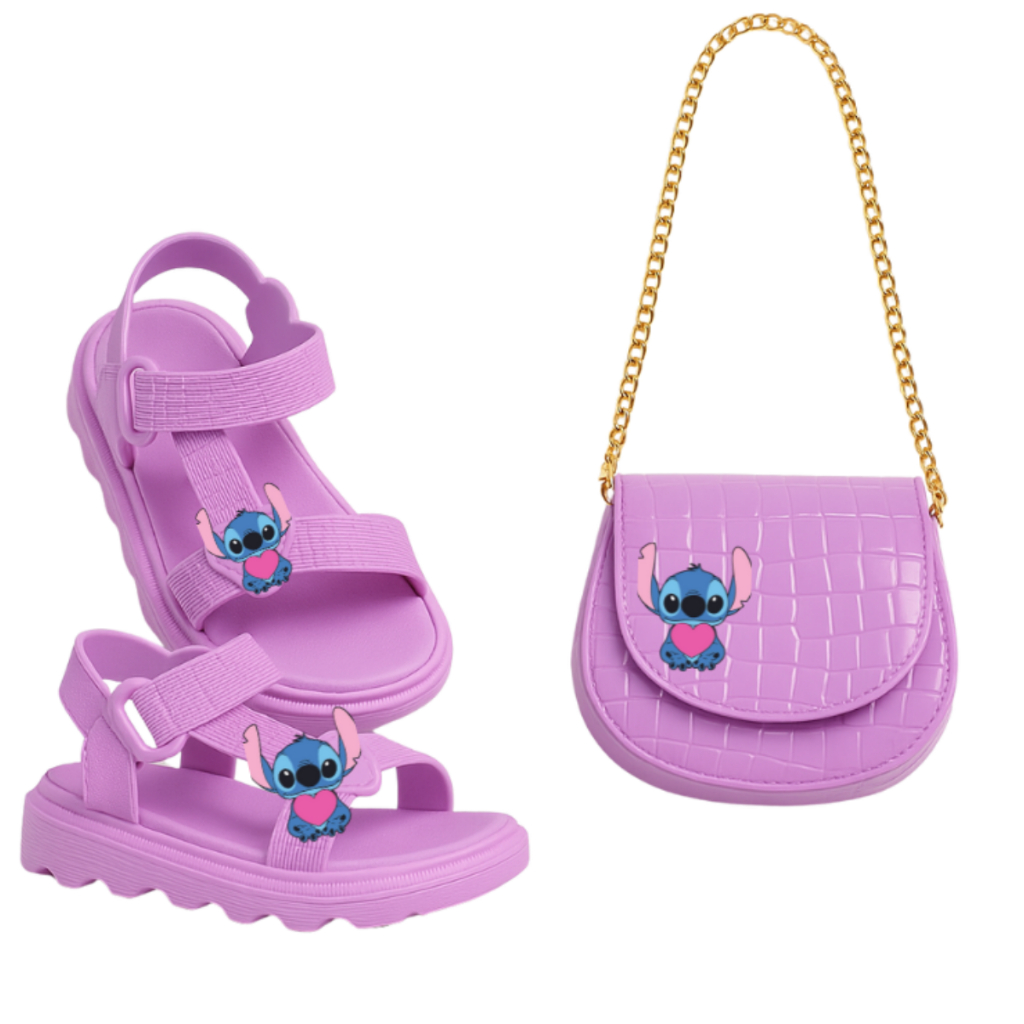 Kit Menina Sandália Infantil com Bolsinha Linda e Delicada