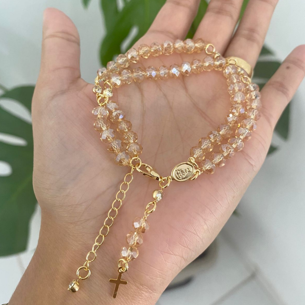 Terço de pulso  folheado a ouro pulseira terço champanhe folheada preço bom