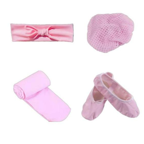 Kit Acessórios / Faixinha + Redinha + Sapatilha + Meia calça (Infantil) - ROSA