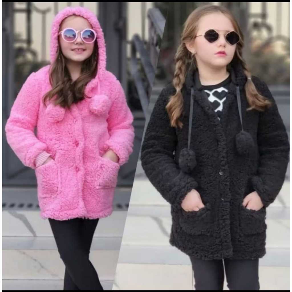 KIT 2 Casaco Blusa Infantil Feminino Menina Teddy Com Bolso E Capuz Inverno Frio 2 Ao 12