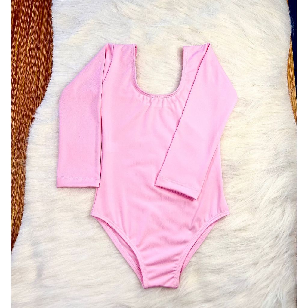 Collant/Body de Manga Longa Para Ballet (Infantil e Juvenil) - PRETO E ROSA