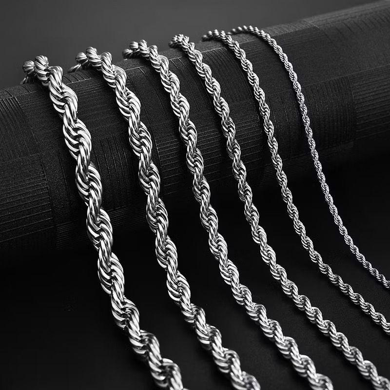Corrente Trançada Baiana em Aço Inoxidável  Masculina/Feminina Dourada e Prateada
