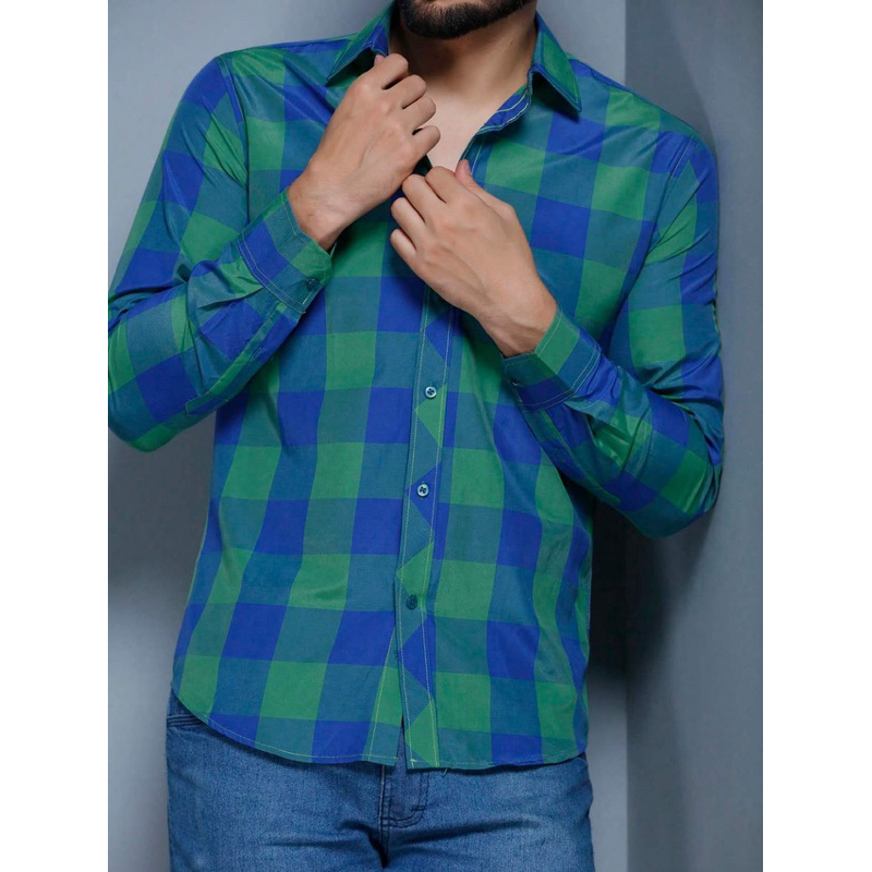 camisa social manga longa xadrez 35%algodão 65%poliéster não amassa passa fácil fábrica china Tamanho 1-7