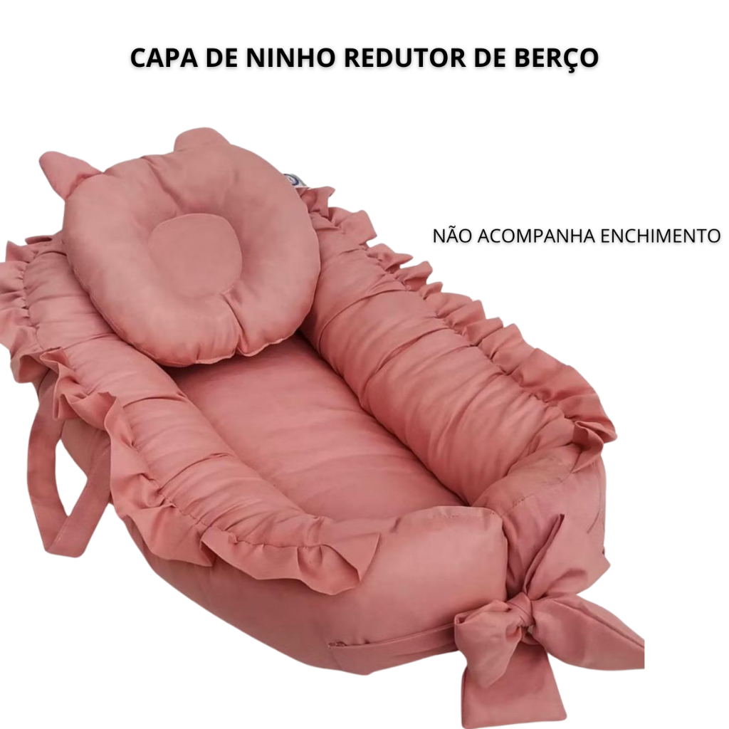 Capa De Ninho Redutor De Berço Sem Enchimento Cores Lisas