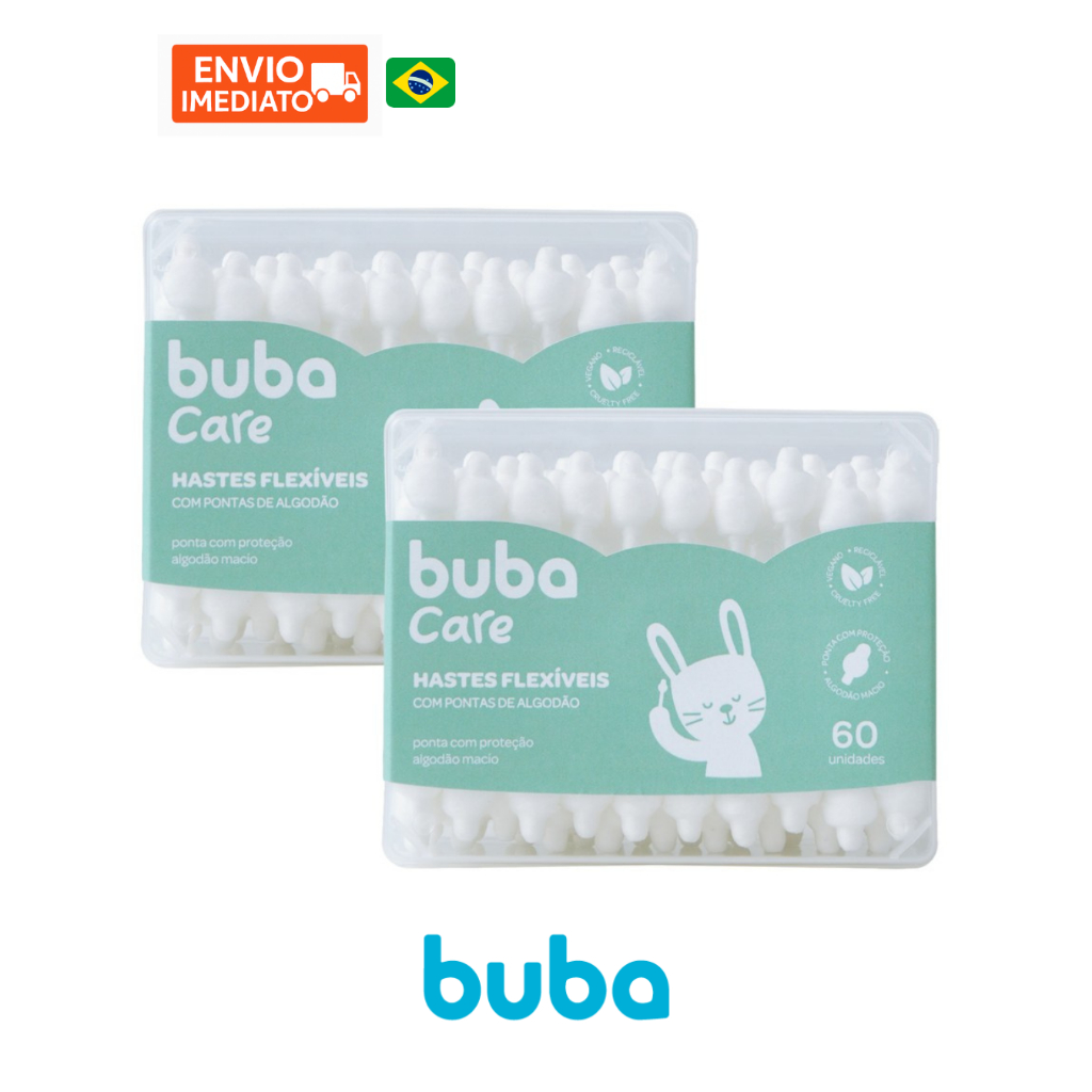 Cotonetes Hastes Flexíveis Buba Infantil Para Bebês Com 120 Unidades