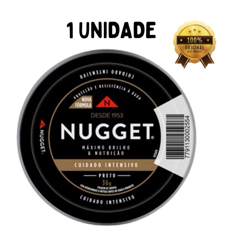 Graxa Preta Nugget para Sapatos e Couro Cera para Brilho em sapato
