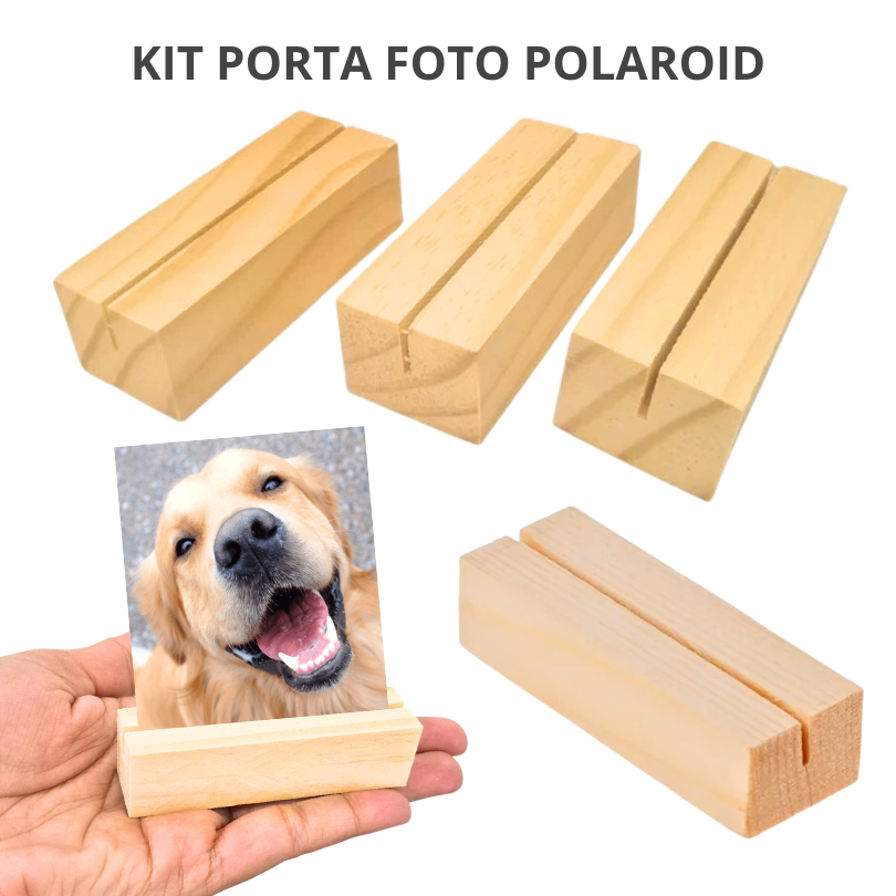 Kit 10 / 15 / 20 / 30  Suportes Porta Retrato Foto Polaroid Madeira Pinus Decoração Presente