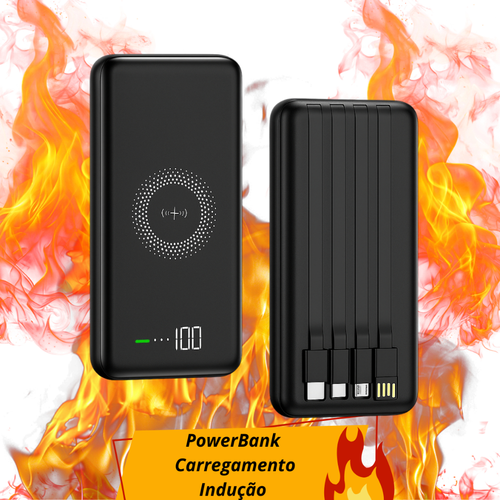 Carregador Portátil Power Bank Com Indução 10.000 mAh  Peining Carga Rápida