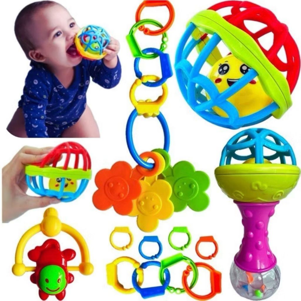 KIT Mordedor para Bebe Sensorial com Chocalho