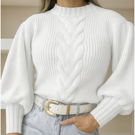 Blusa Trico De Frio Inverno Com Trança Moda Blogueira