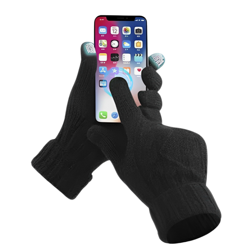 Luvas De Lã Preta Touch Screen Protege do Frio Da Para Usar No Celular feminino/masculino