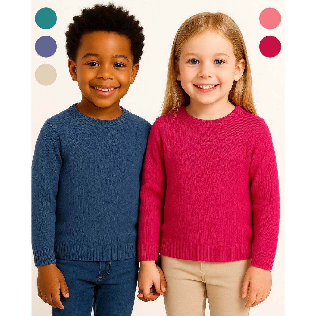 Blusa Suéter Básica Lã Infantil Juvenil de Tricot Unissex Inverno Tramadinhos Tricô