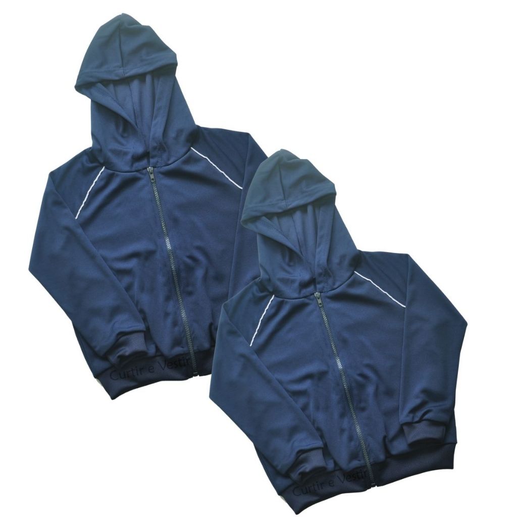 Kit 2 Jaquetas com capuz helanca Juvenil Uniforme 10 ao 14