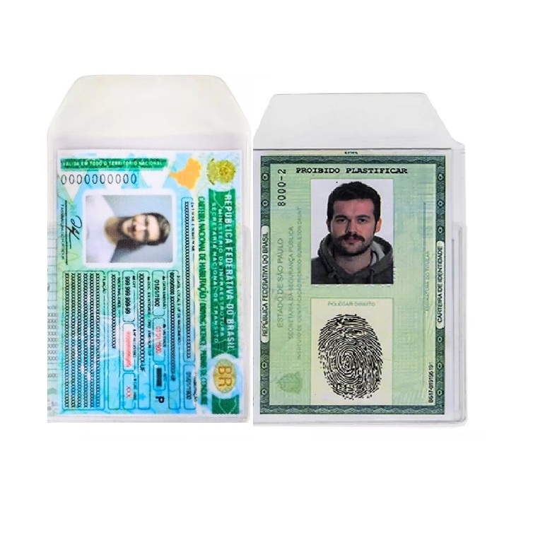 Porta documentos para CNH RG CIN Envelope Saco Saquinho capa plastico 10CMX7CM 7CMX9CM
