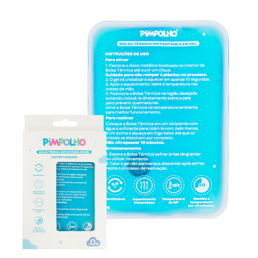 Bolsa Térmica Alivio Cólicas e Dores Gel Quente Bebe Infantil Baby Autoaquecimento Instantâneo