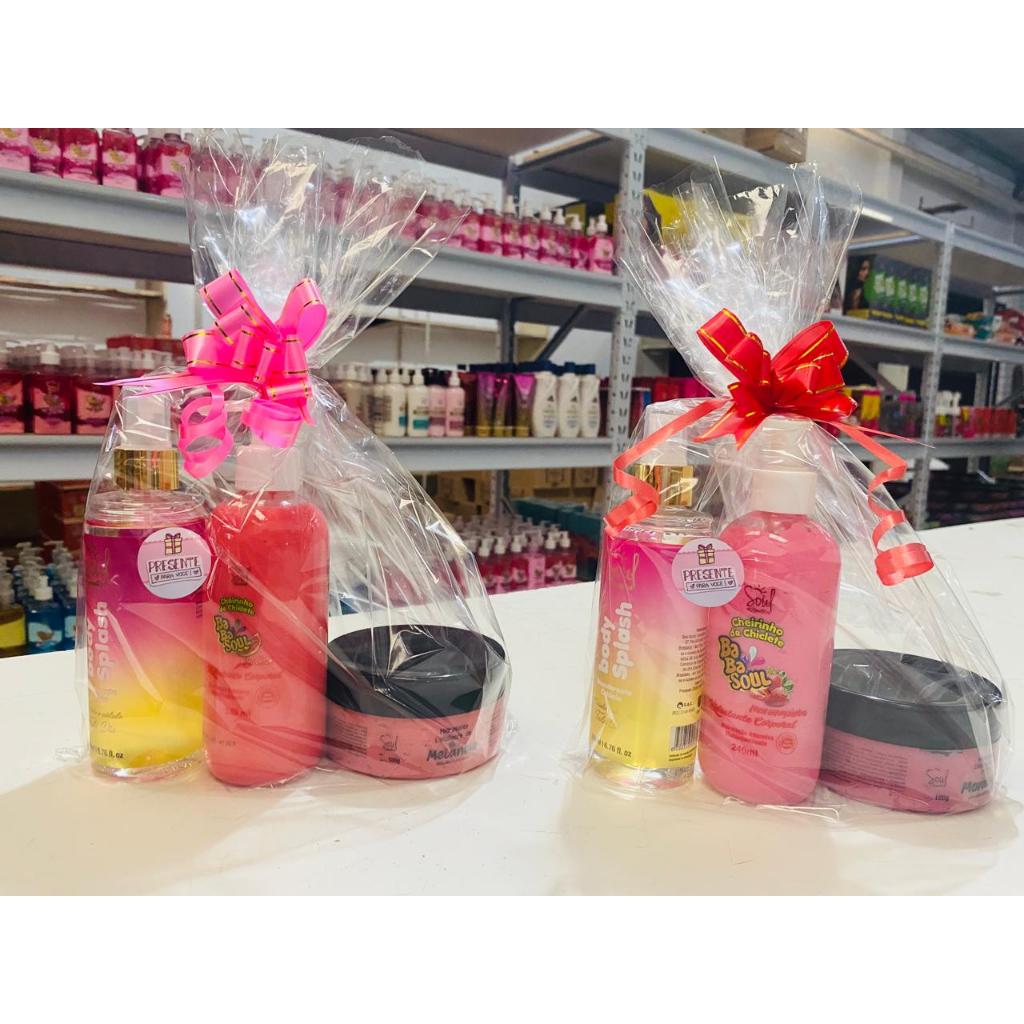 Kit Presente Body Splash + Hidratante Corporal + Esfoliante 180g Soul Cosméticos