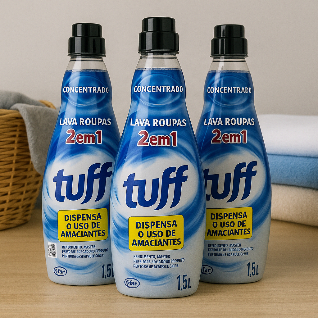 Lava Roupas 2 em 1 Tuff Concentrado 1,5 Litros Dispensa Amaciante