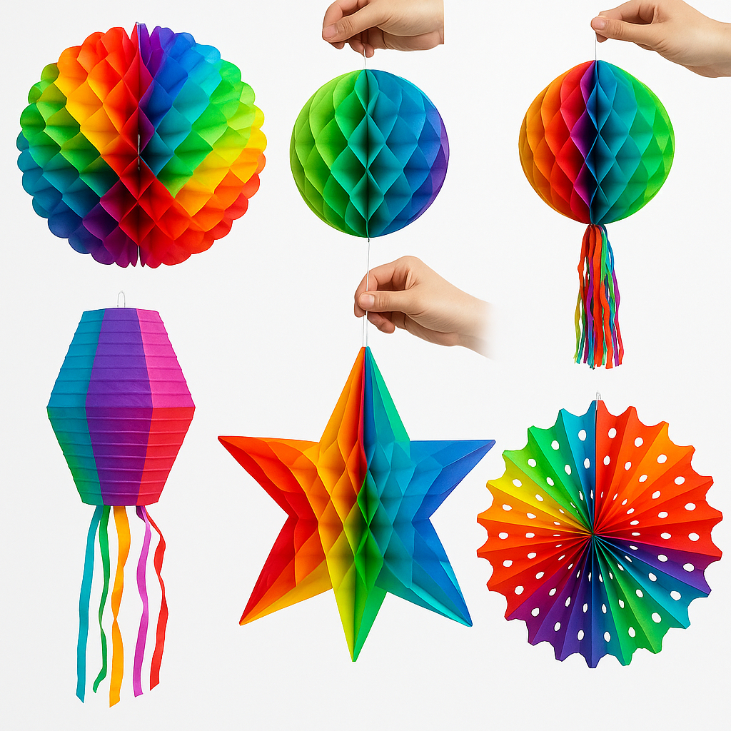 Kit Enfeites Junino 3D Colorido de Papel 2/4 Unidades Balão Bola Arraia Festa Junina Juliana