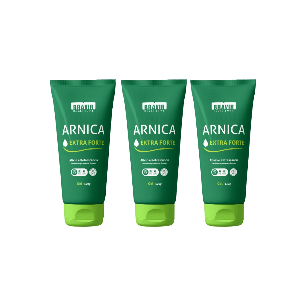 Arnica Gel BRAVIR 120ml KIT com 1/2/3