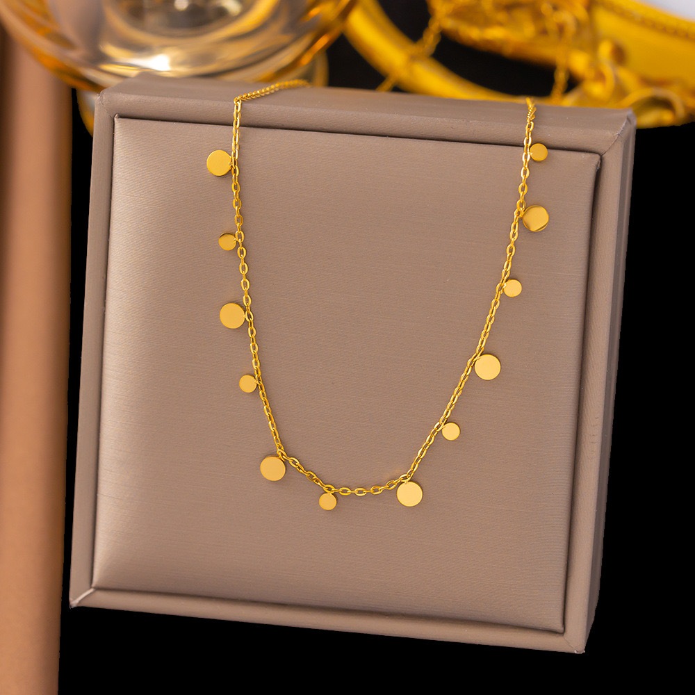 chocker textura vento frio nicho colar disco pequeno colar clavícula clavícula cadeia titânio aço meninas joias versátei