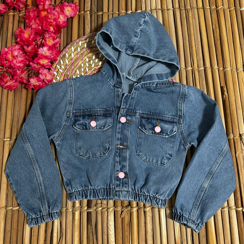 JAQUETA JEANS MENINAS INFANTIL LANÇAMENTO COM CAPUZ