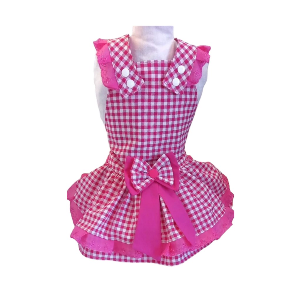 ROUPA VESTIDO PET XADREZ FESTA RN PP P M G GG XG XXG PORTE PEQUENO GRANDE CHICLOVE.PET