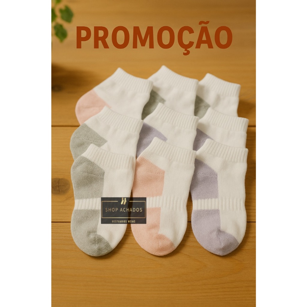 Kit 6 - 24 Pares Meias Soquete Feminina 100 % Algodão Direto Da Fabrica(kit6,12,15,18,24)