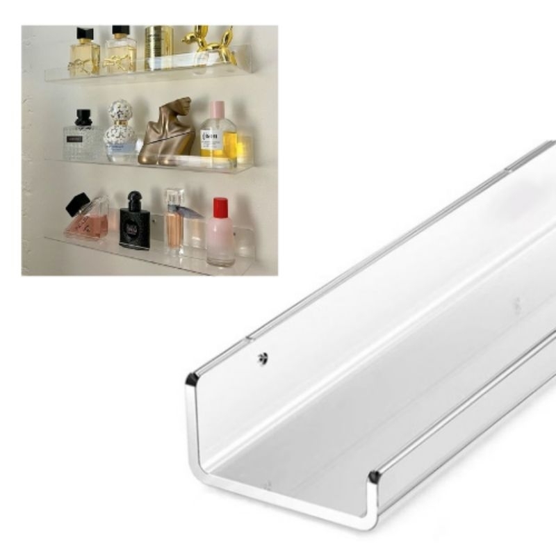 Prateleira invisível acrílico flutuante tipo U organizador lavabo cozinha quarto