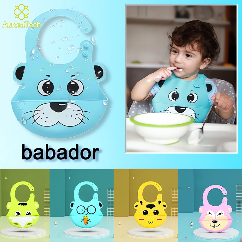 Babador Silicone Impermeável Bebê Com Coletor De Migalhas De Pão Babete De Alimentação Adjustable