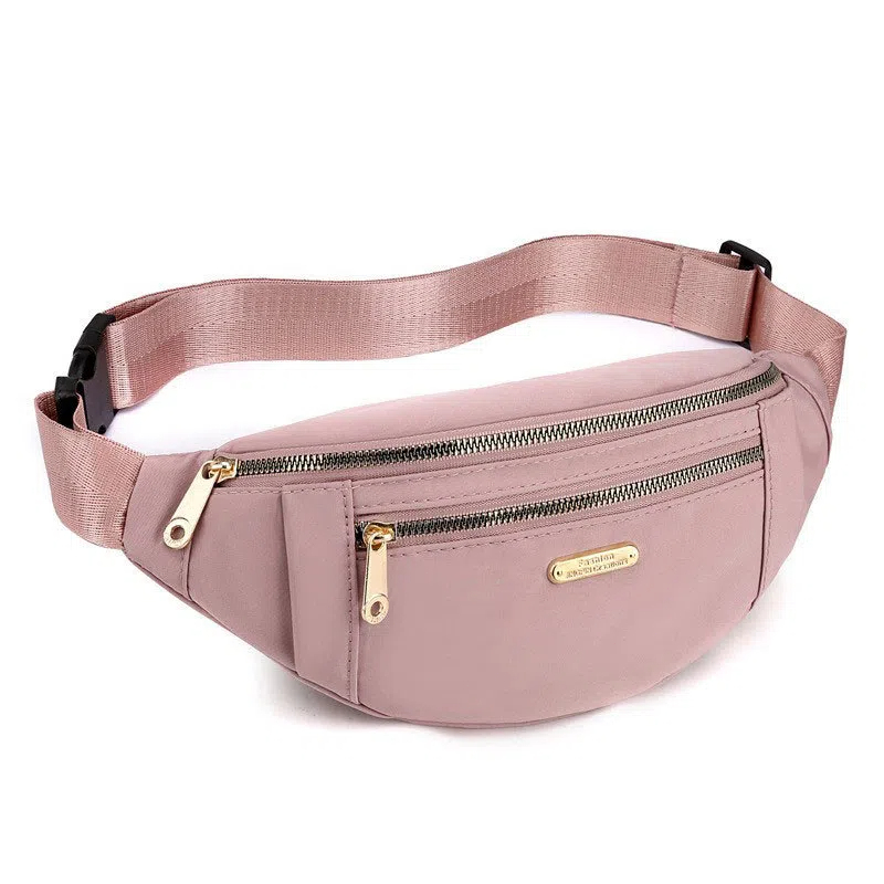 Bolsa Transversal Feminina Pochete em Lona Estilo Coreano Ajustável para Cintura e Peito