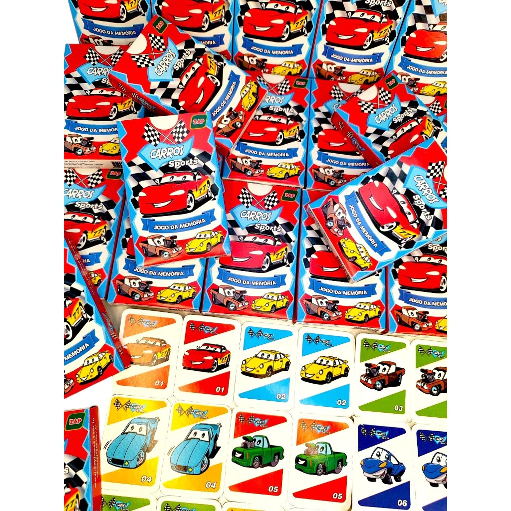 Kit 10/12/15/20/30/50 Jogos da Memória Carros Sport Festa Infantil Lembrancinha Aniversario Prenda