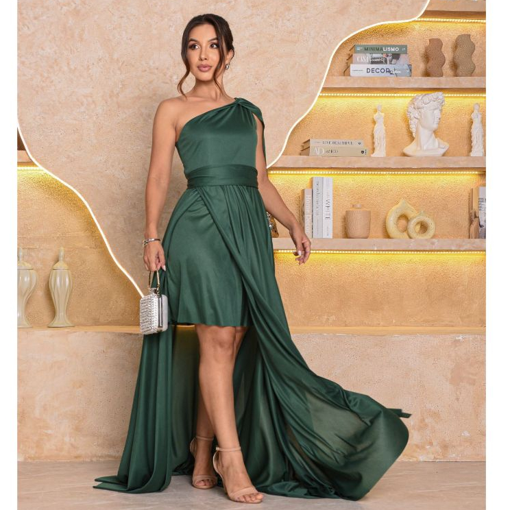 Sônia Anair Vestido Feminino Longo de Noiva com Capa Festa Madrinha Casamento