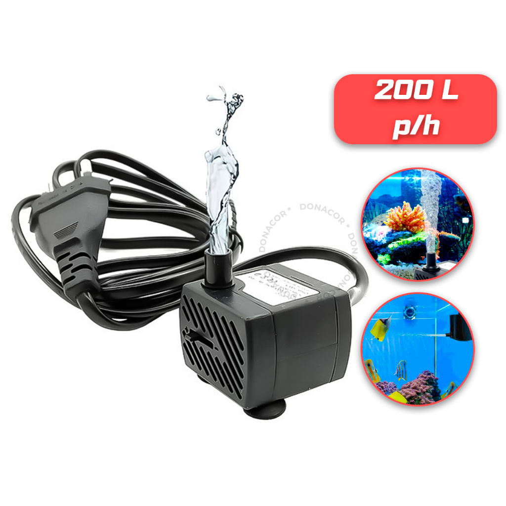 Bomba Submersa Bombinha Motor Para Aquário Fonte Água Bebedouro Pet 200L p/h 110 ou 220V
