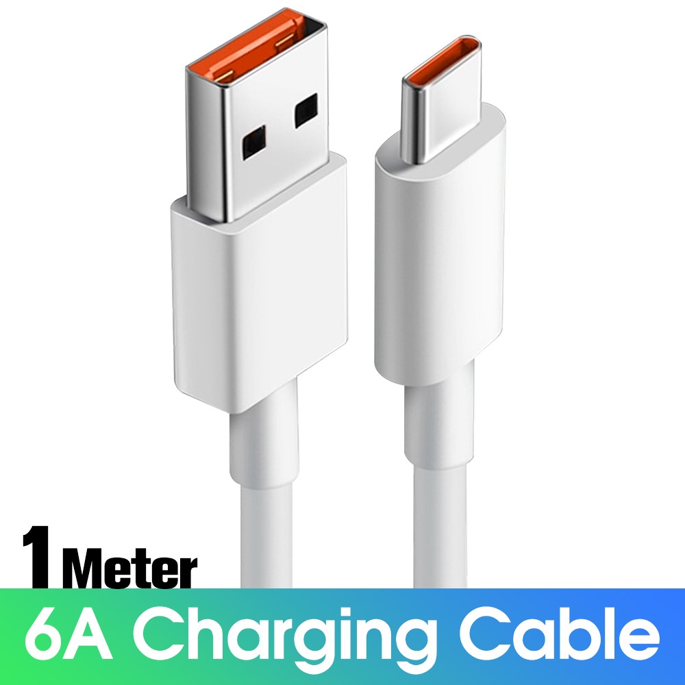Cabo Turbo 6A para Xiaomi 1m USB Tipo-C ou Tipo-C x Tipo-C | Carregamento Rápido e Dados