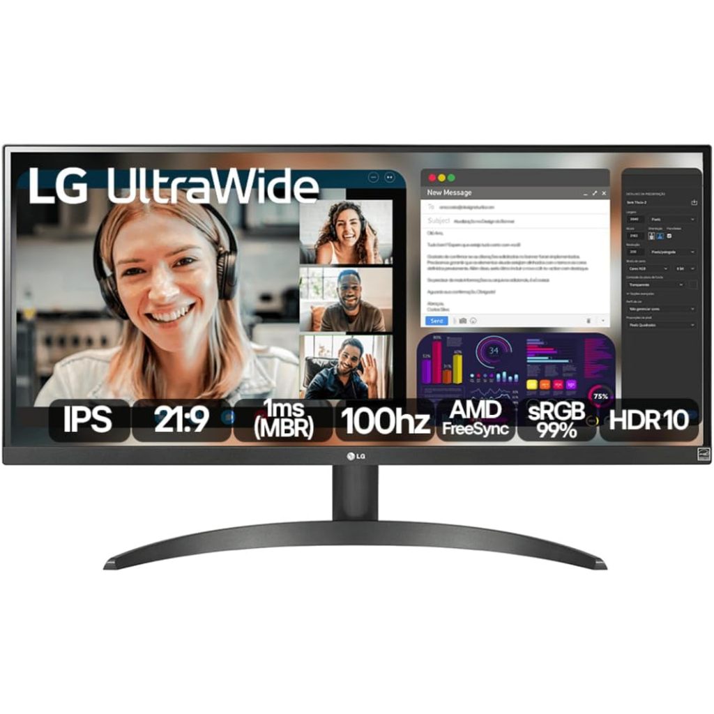 Monitor LG UltraWide Tela IPS 29'' 100Hz –29WQ500B