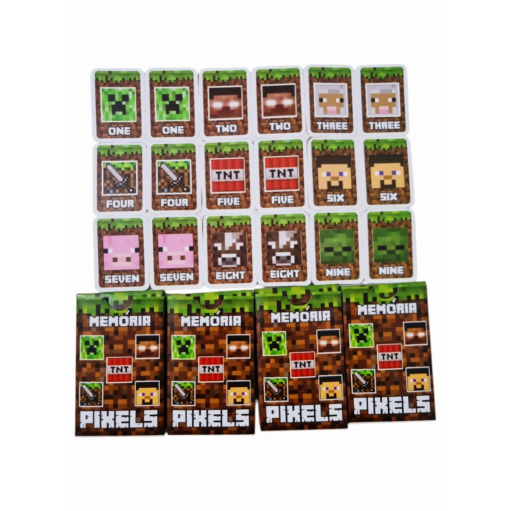 Kit 10/12/15/20/30/50 Jogos Da Memoria Pixels Infantil Para Festa Lembrancinha Aniversario Prenda Quermesse