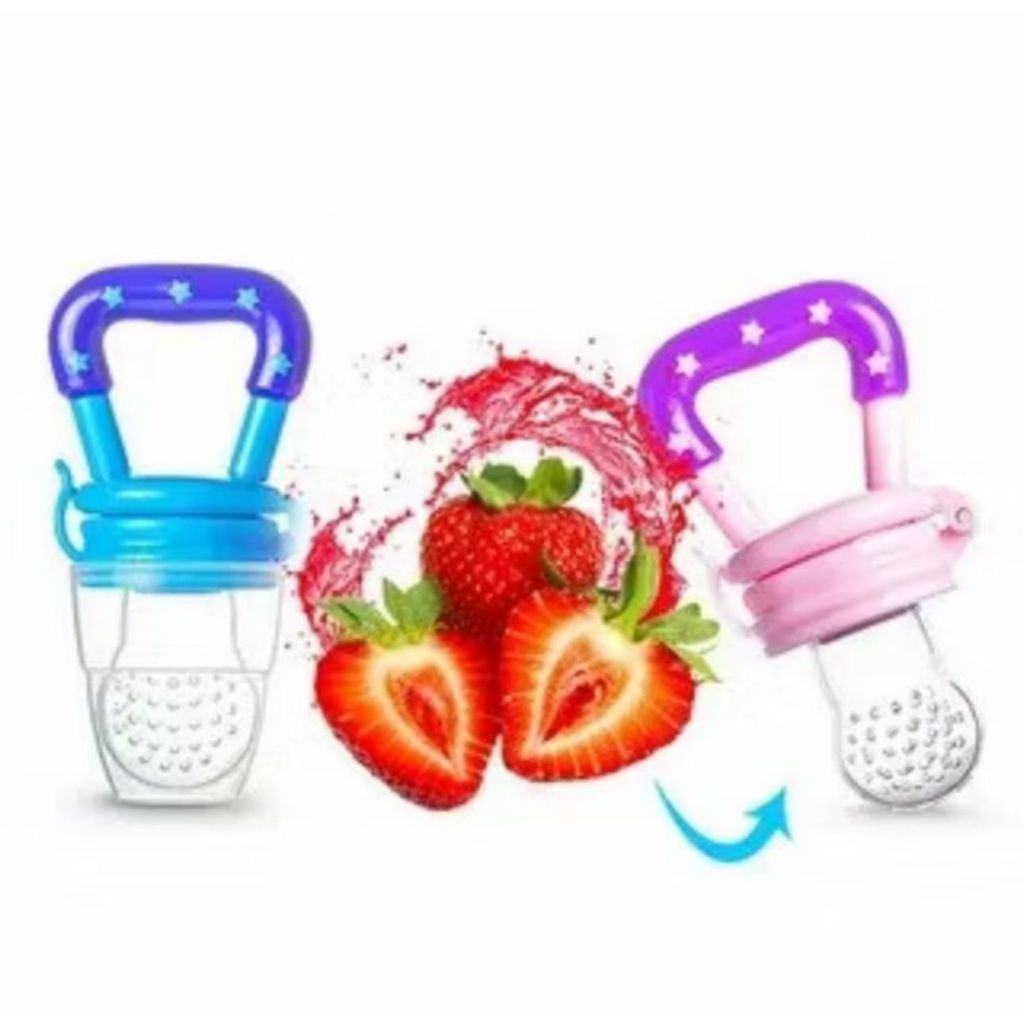 Mordedor Chupeta  Alimentadora Bebê De Silicone Porta Alimentos Azul e Rosa