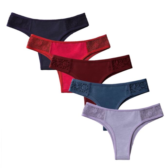 Kit 6 Calcinhas em Algodão com Renda Conforto Anti Alérgico Não Marca Cotton Moda Íntima Femininas