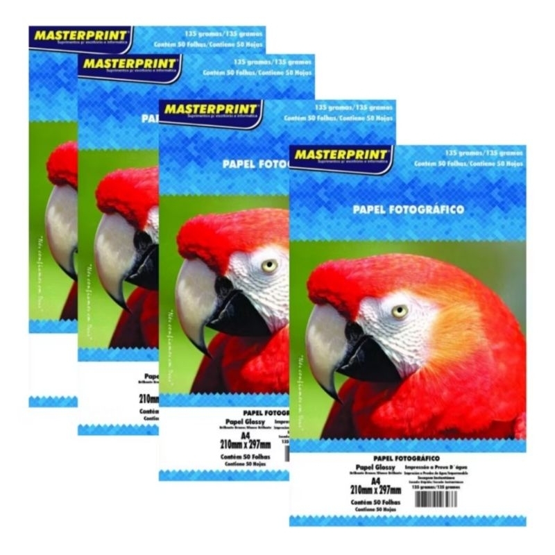 200 Folhas Papel Fotografico 135g Glossy A4 Masterprint
