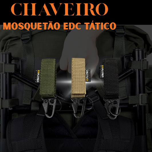 Chaveiro Mosquetão Edc Tático Para Cinto Com Passador.
