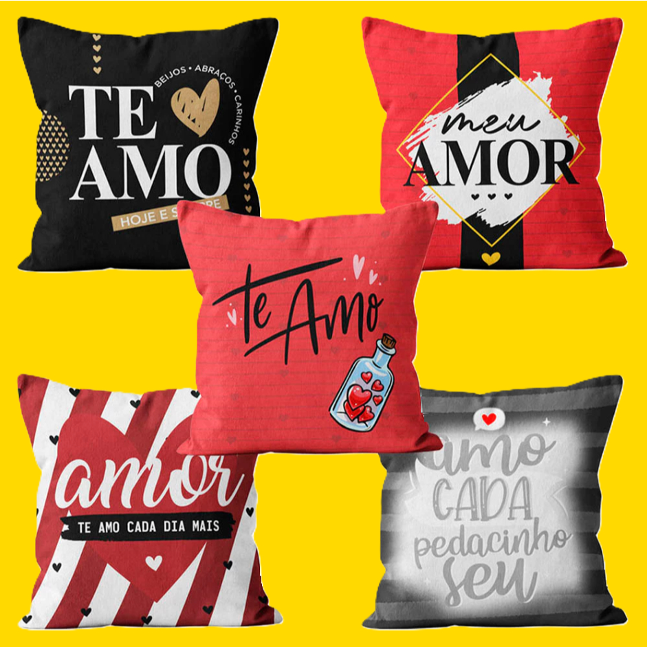Kit Almofada Namorados Mini Almofadas para cesta - 20x20cm - Romance - Namoro - Love