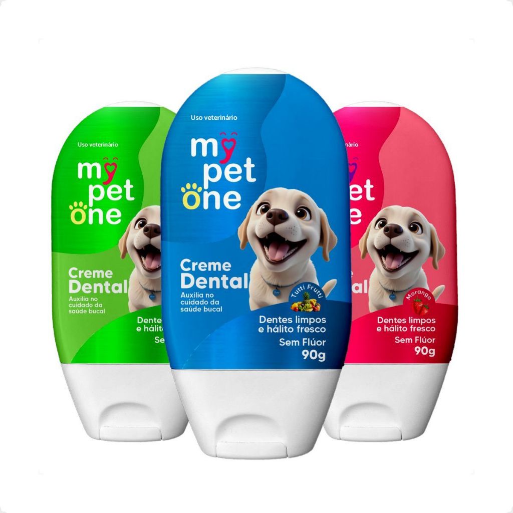 Creme Dental Menta, Tutti Frutti, Morango Mypetone - 90g