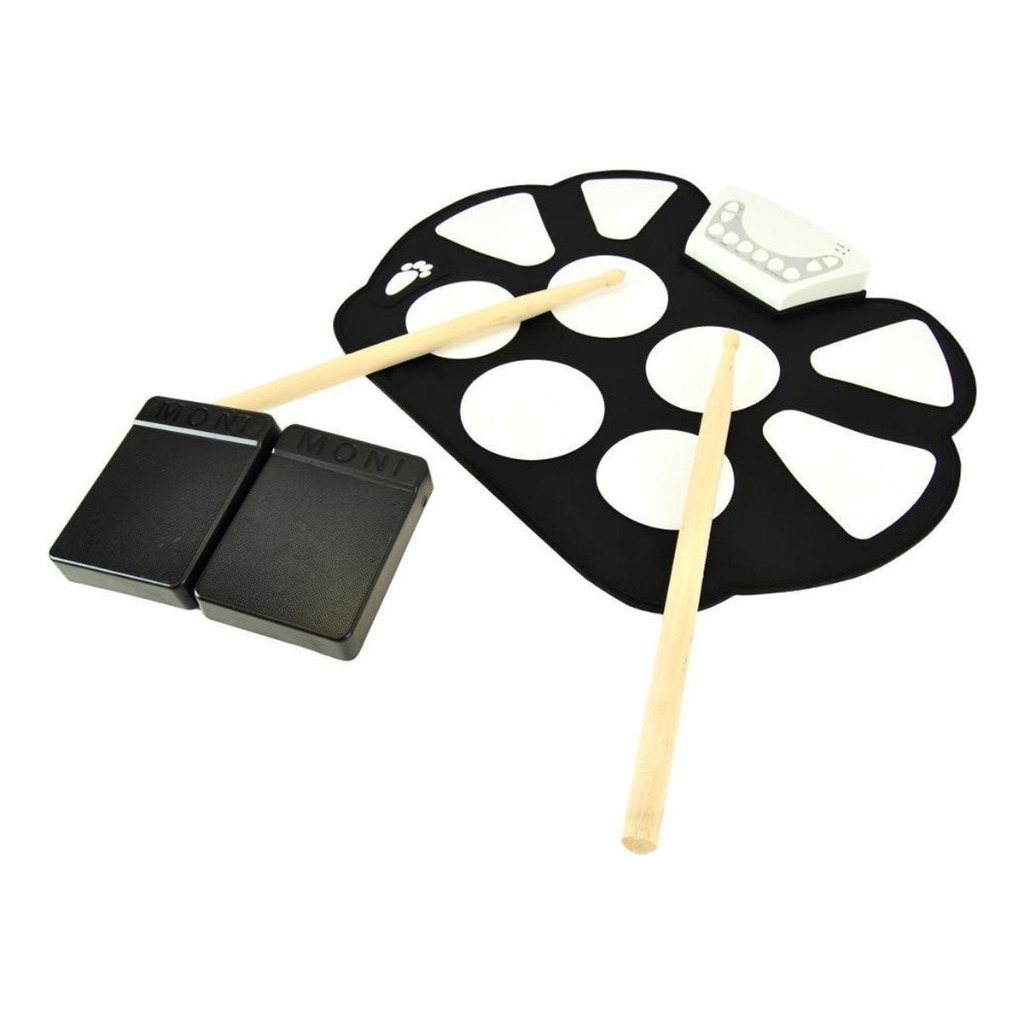 Bateria Eletrônica Dobravel Rolls Up 9+1 c. Sistema de Gravação Entrada p. Fones Saída de Som Dupla T&L + Fone Brinde