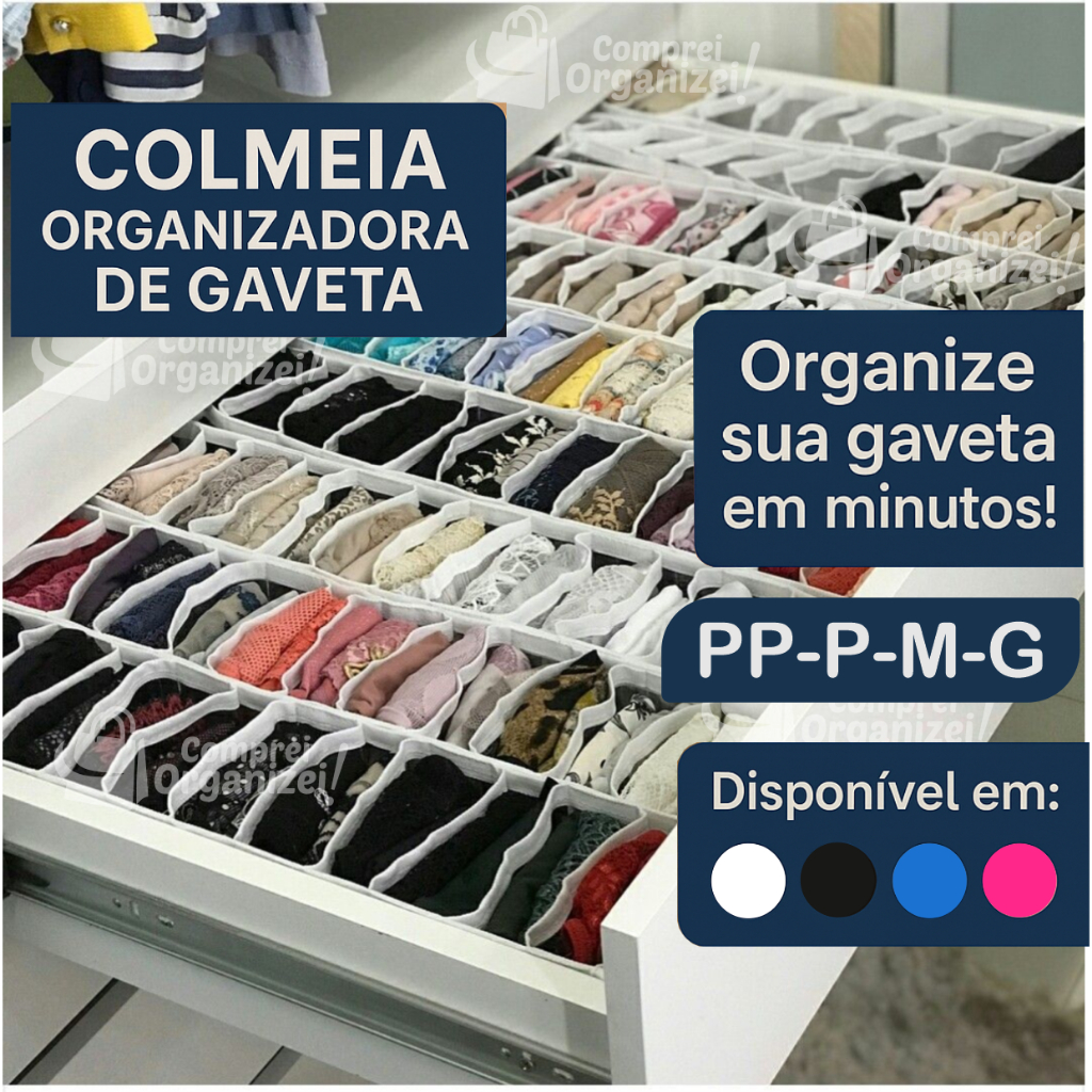 Colmeia Organizadora | Organizador de Gaveta | Organizador de Guarda Roupas | "PP - P - M - G " - Comprei Organizei!