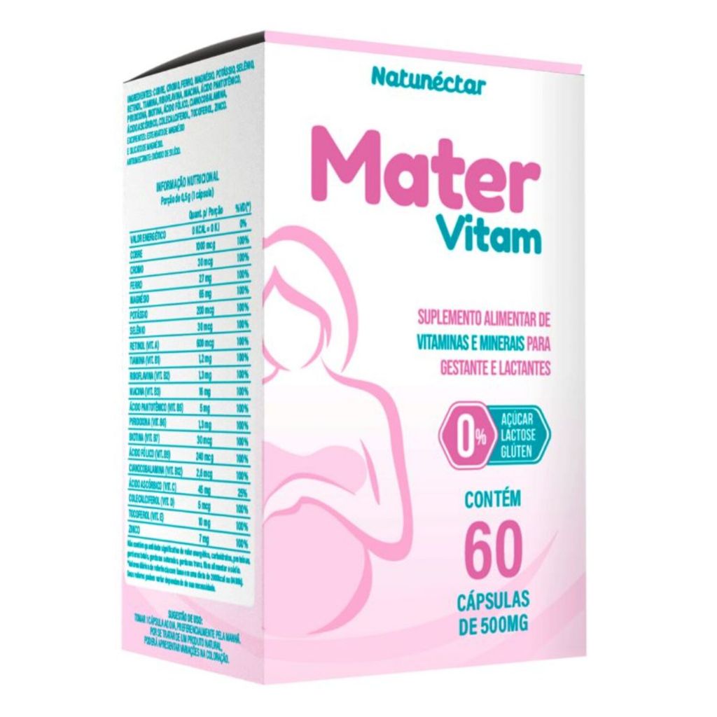 Mater Vitamina Para Gestante 500mg 60 Cápsulas - Natunéctar