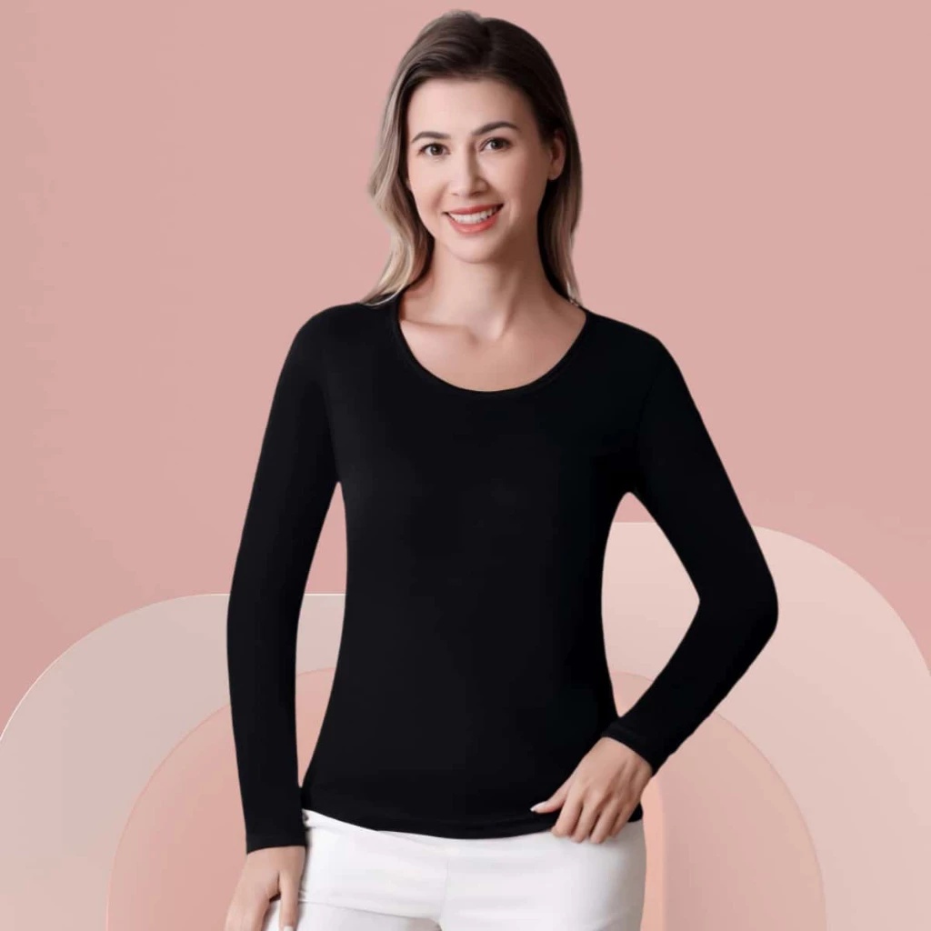 Lingerie Blusa Térmica Feminina Segunda Pele Manga Longa Dupla Camada Aveludada DRNY02