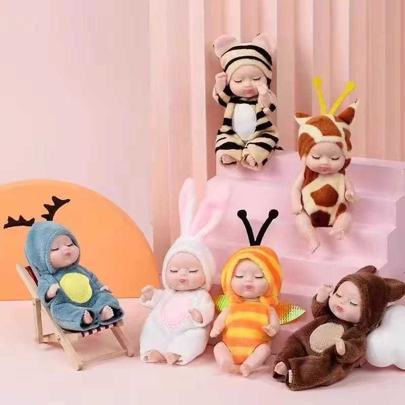 12Bonecas Bebê Mini 12cm Dormindo com Olhos Fechados - Brinquedo Infantil Fofo Presente