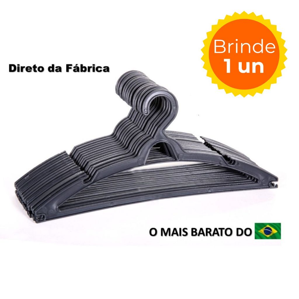Cabide Adulto Preto Reforçados Organizar Roupas