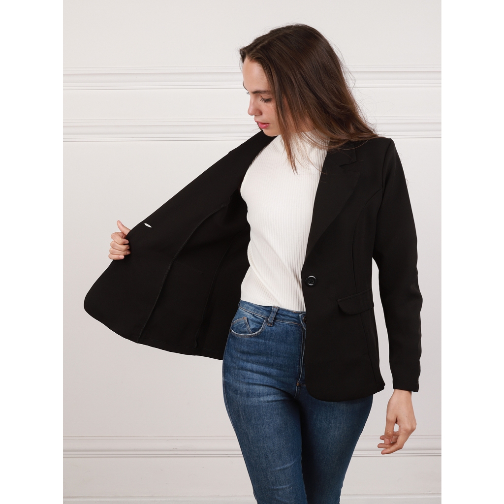Blazer Alfaiataria Feminino Sem Forro Com Bolso Falso Acinturado